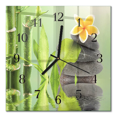 Square wall clock Bamboo stones