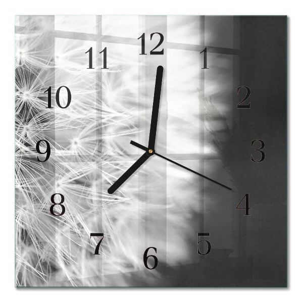 Glass wall clock square Dandelion