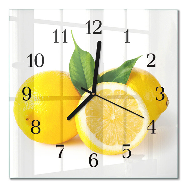 Glass wall clock square Lemons