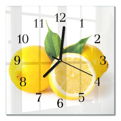 Glass wall clock square Lemons