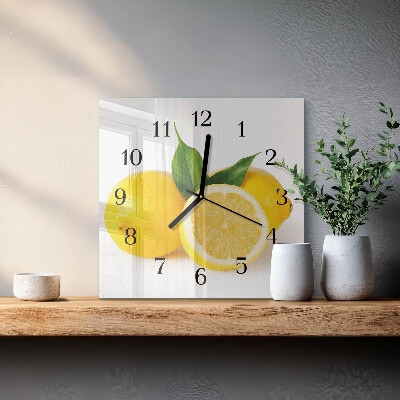 Glass wall clock square Lemons