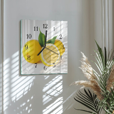 Glass wall clock square Lemons