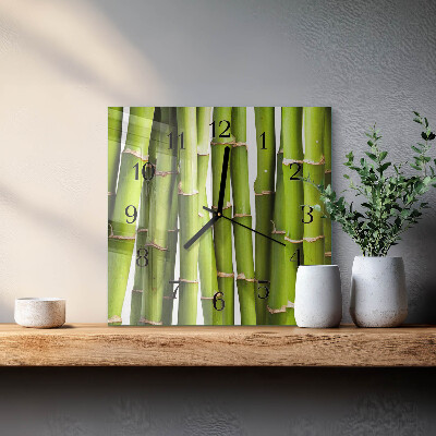 Glass clock square Bamboos