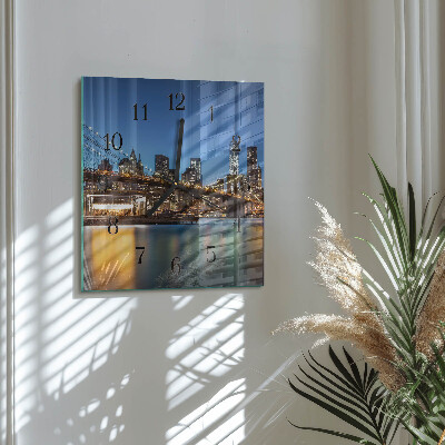 Glass wall clock square Horizon