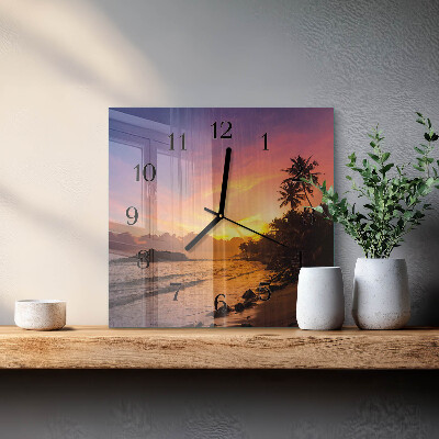 Square kitchen clock Sunset