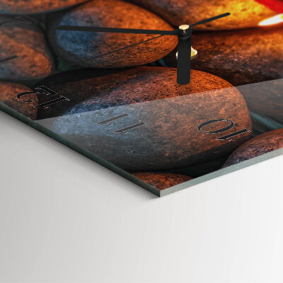 Glass wall clock square Stones