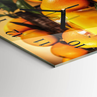 Glass wall clock square Oranges