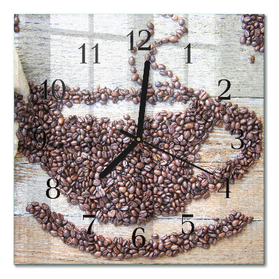 Glass wall clock square Coffee beans