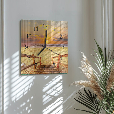 Square wall clock Bridge on the beach