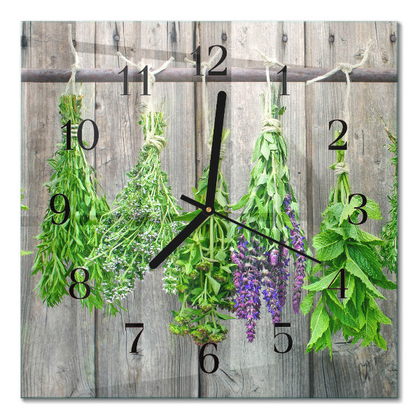 Square wall clock Herbs