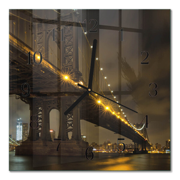 Glass wall clock square Night Bridge