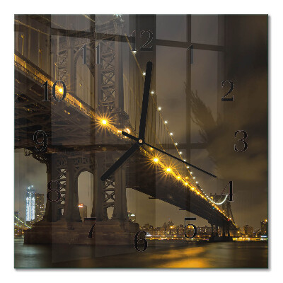 Glass wall clock square Night Bridge