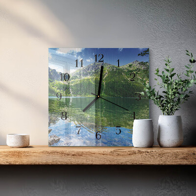 Square kitchen clock Mountain lake