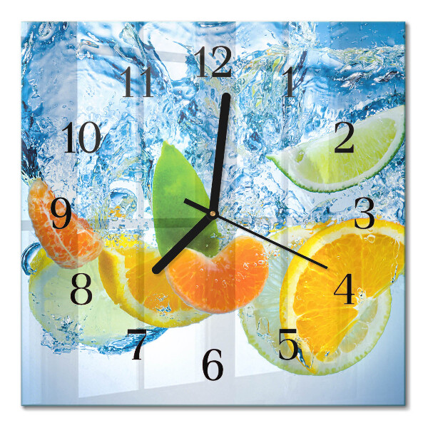 Glass clock square Citrus plant