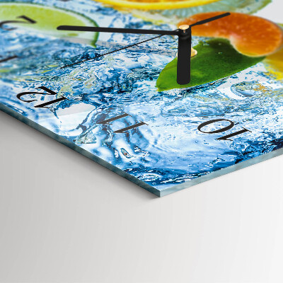 Glass clock square Citrus plant