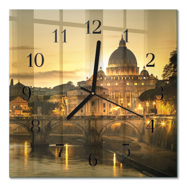 Glass wall clock square Basilica