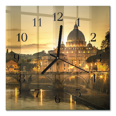 Glass wall clock square Basilica