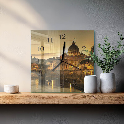 Glass wall clock square Basilica