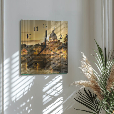 Glass wall clock square Basilica