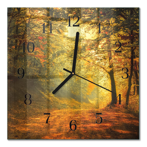 Square wall clock Autumn in the forest