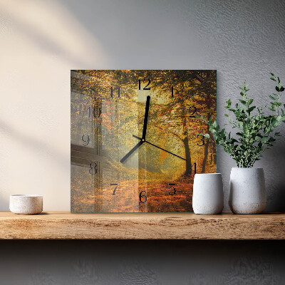 Square wall clock Autumn in the forest