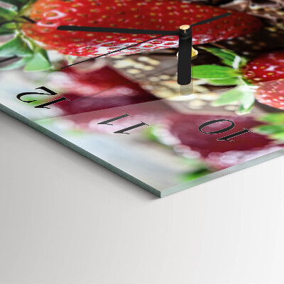Glass wall clock square Strawberries