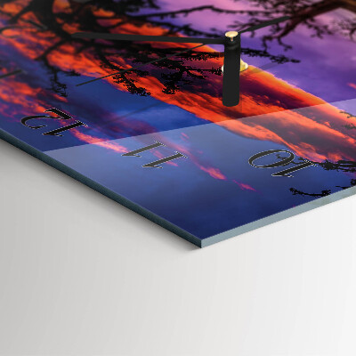Glass wall clock square Trees