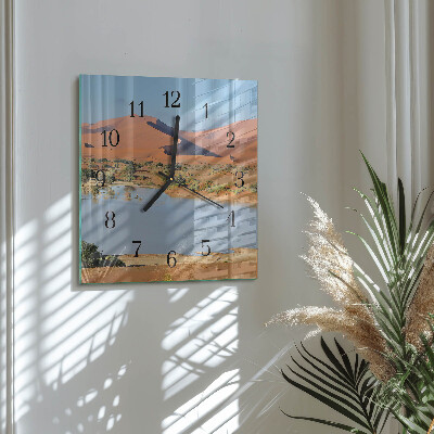 Glass clock square Desert