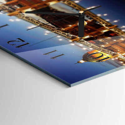 Glass wall clock square Bridge over the river