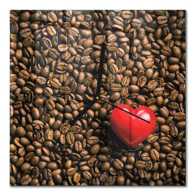 Glass wall clock square Coffee beans