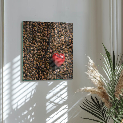 Glass wall clock square Coffee beans