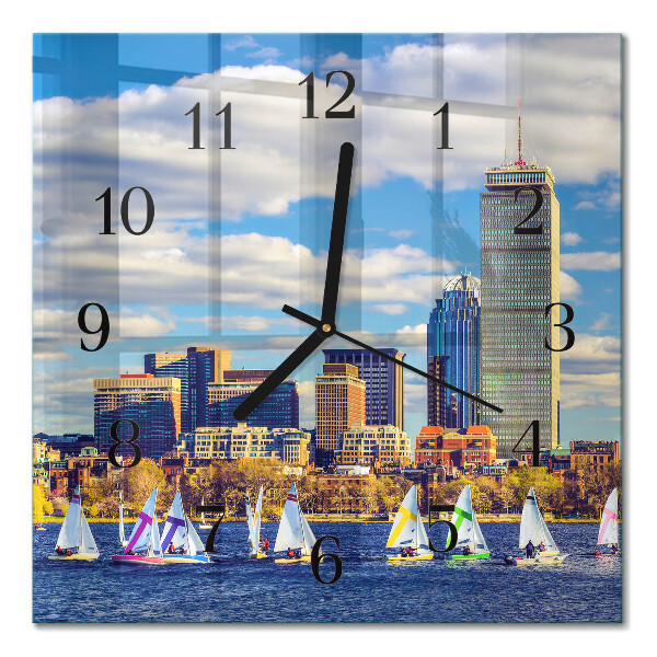Square kitchen clock Sailboats