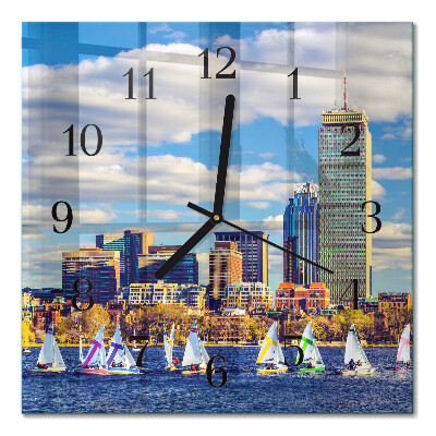 Square kitchen clock Sailboats