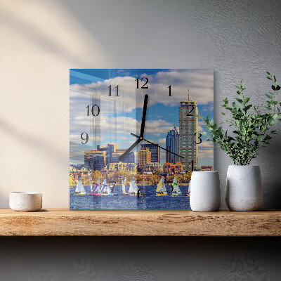 Square kitchen clock Sailboats
