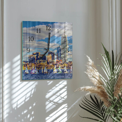 Square kitchen clock Sailboats