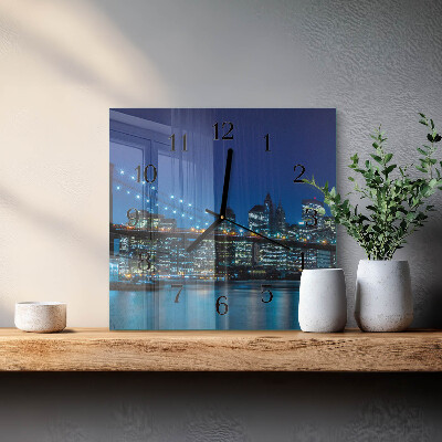 Glass wall clock square Horizon