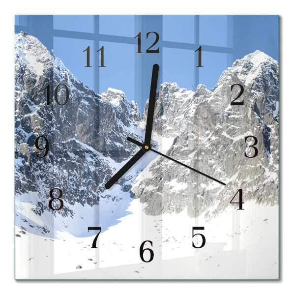 Square wall clock Mountains in winter