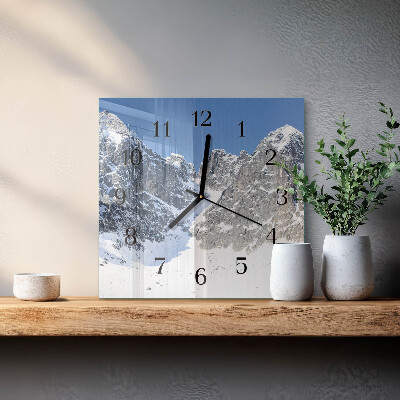 Square wall clock Mountains in winter
