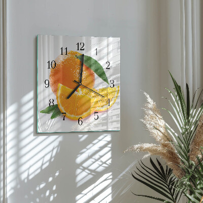 Glass wall clock square Oranges