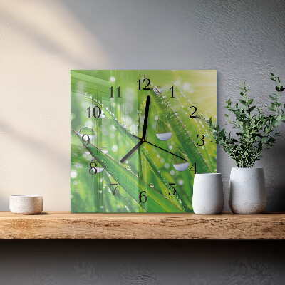 Glass clock square Dew