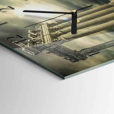 Glass wall clock square Acropolis