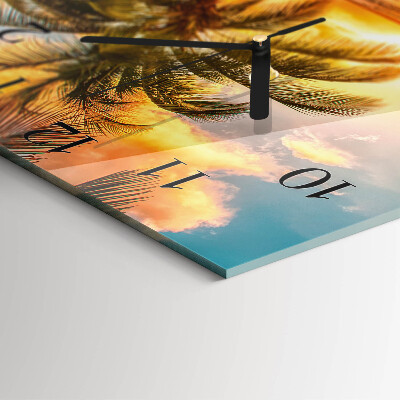 Glass wall clock square Sunset