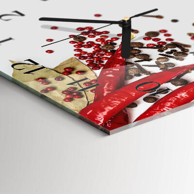 Glass clock square Red pepper