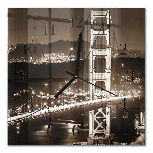 Glass wall clock square Bridge