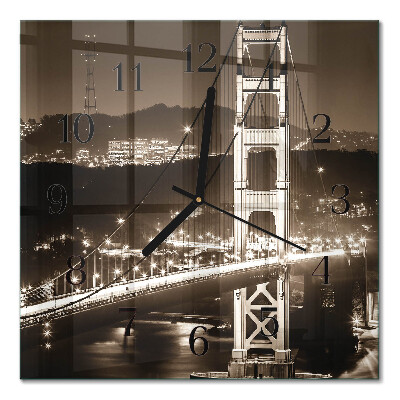 Glass wall clock square Bridge