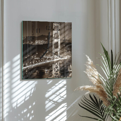 Glass wall clock square Bridge