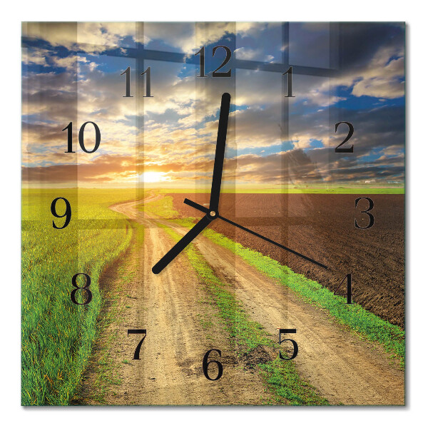 Glass clock square Field