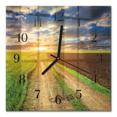 Glass clock square Field