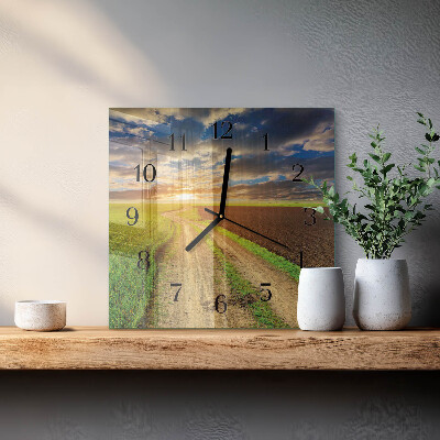 Glass clock square Field