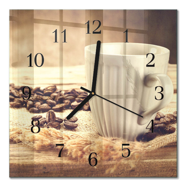 Glass clock square Coffee